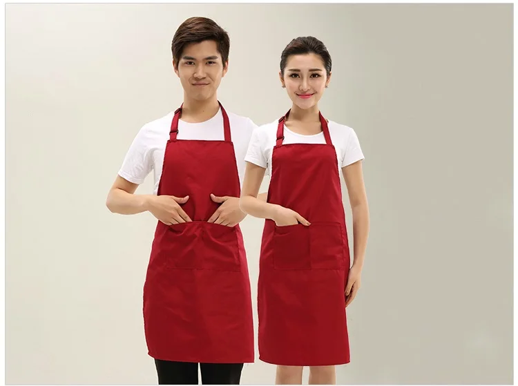 Newest Brown Black Red Plain Men Lady Woman Apron+Pocket For Butcher Kitchen Cooking Baking Aprons