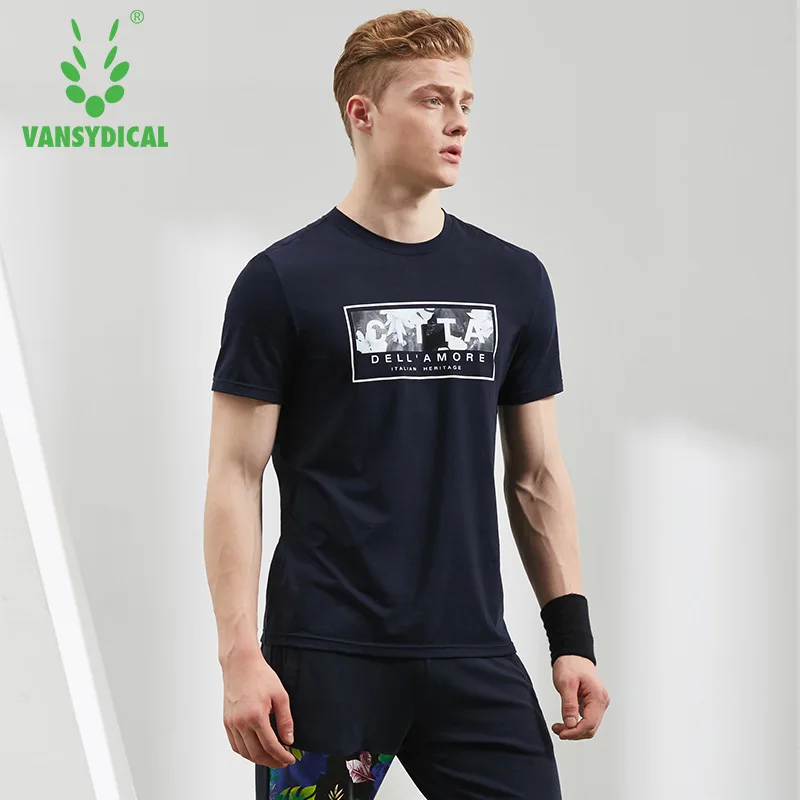 

Vansydical Quick Dry Tshirt Men Sports Short Sleeves Fitness Clothing Breathable Loose Tshirt Gym Wear Training Jacket