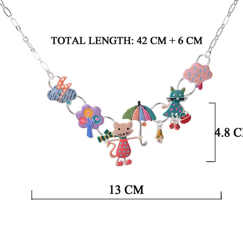 Красочные эмалированные Чокеры ожерелье s для женщин массивные модные Животные Кошки сплав дерево облако Женское Ожерелье Винтаж лучшее