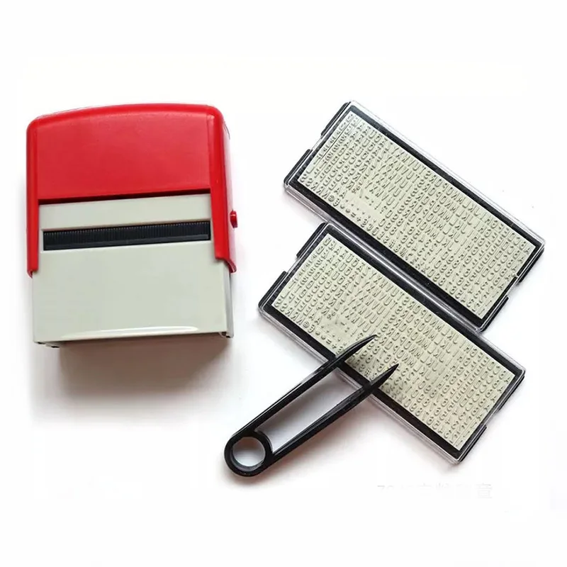 

Custom Personalised Self Inking Stamp DIY Business Name Number Address Printing Rubber Stamp with Tweezers Kit