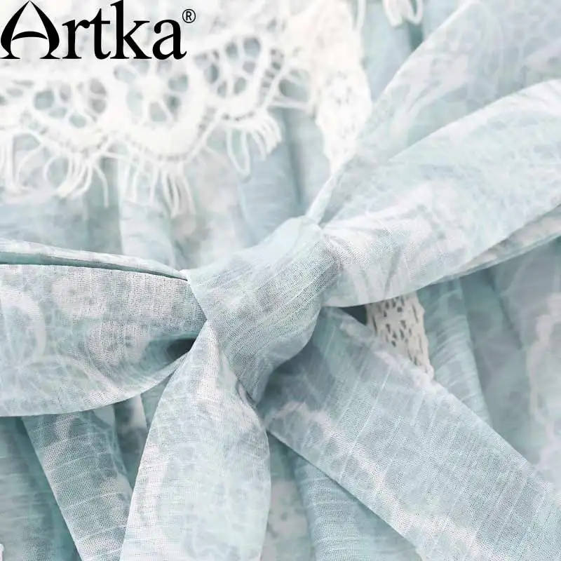 Artka женская Летний Новый Кружева Лоскутная Шифоновое Платье Винтаж Стенд