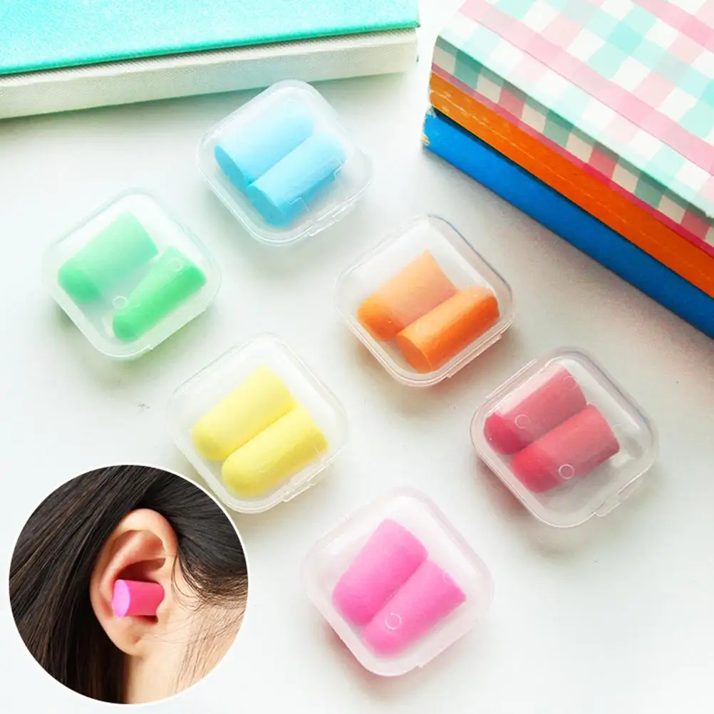 1 пара пены анти-Шум конфеты беруши защитника рабочей Earplug пены анти Шум исследование сна Помощник Пластик коробки