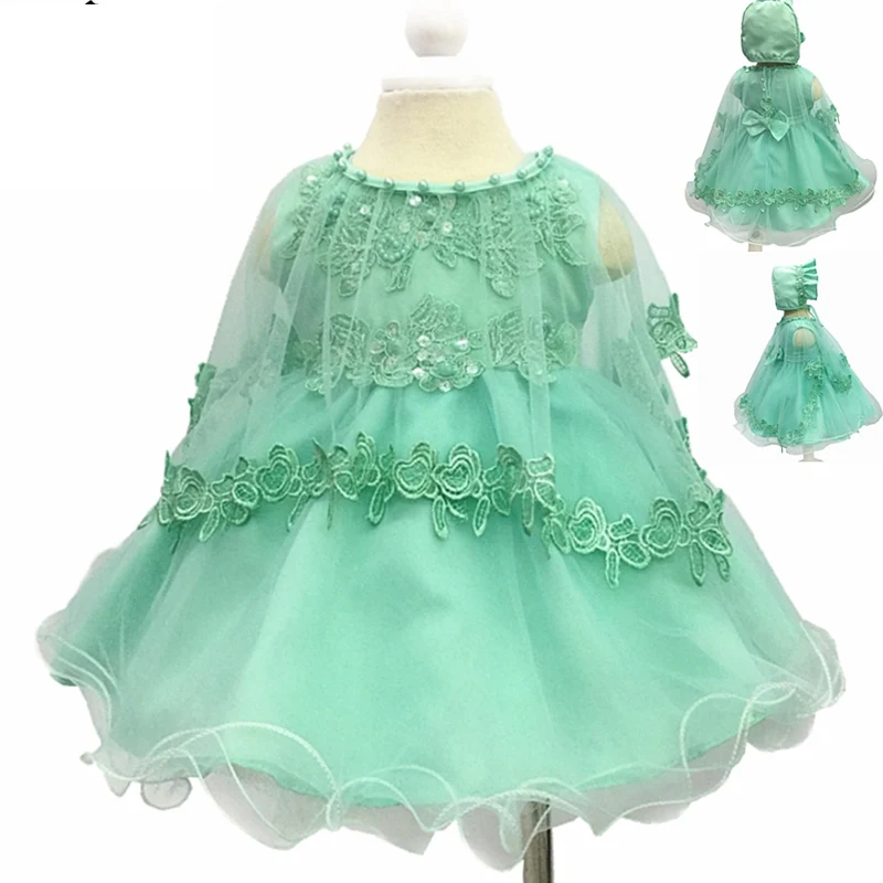

Baby 3pcs Suits Embroidery Baby Girls Flower anniversaire Dresses for Girls 1st birthday party wedding Baptism baby girl clothes