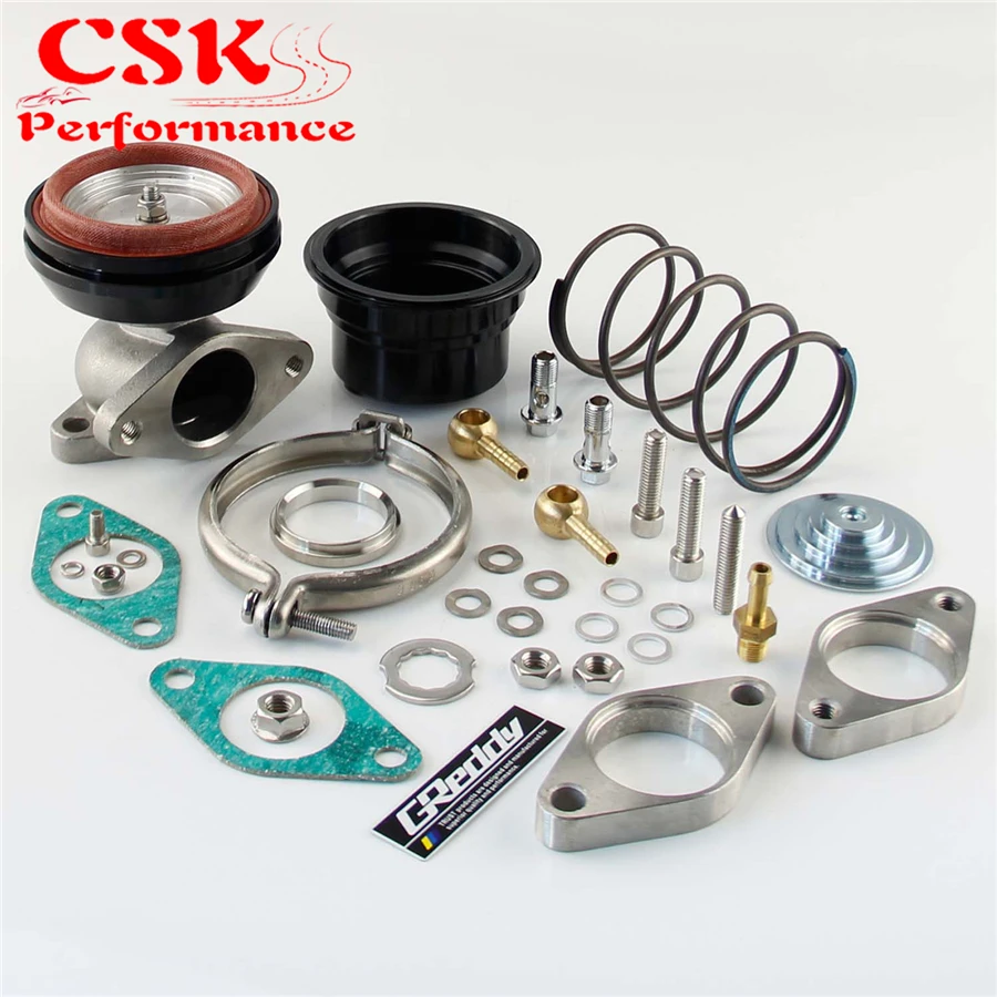 ADJUSTABLE TURBO MANIFOLD 38MM EXTERNAL WASTE GATE BLACK+8 PSI SPRING+FLANGE KIT |