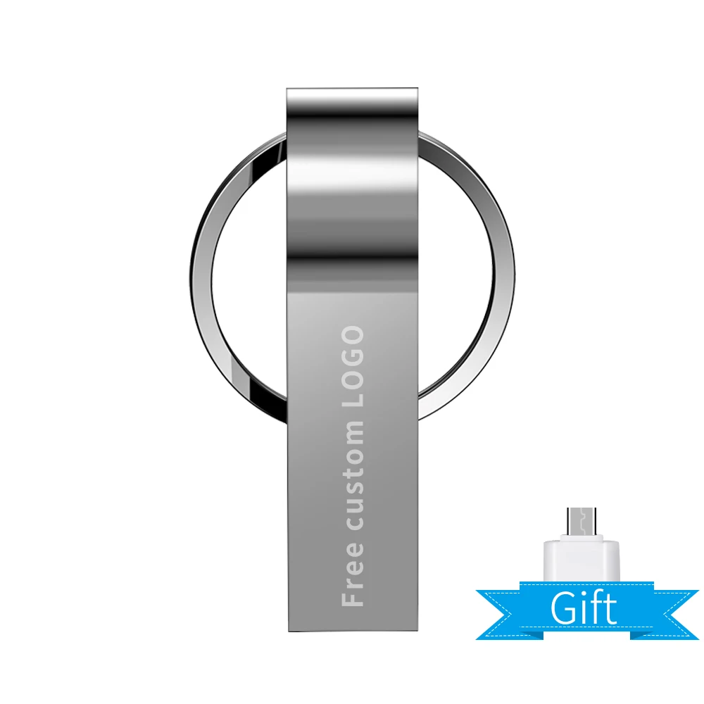 Usb флеш-накопитель 64 Гб металлический Флешка 16 Гб Высокое качество usb флешка 128 ГБ 8 ГБ 4 Гб Водонепроницаемый накопитель 32 ГБ адаптеры Подарочный логотип - Цвет: free custom logo