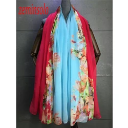 140*180cm Imitated Silk Scarf For Women Printed Flower Fashion Women's Scarves Shawls Mix-color Brand Femme Scarf Hijab Stole