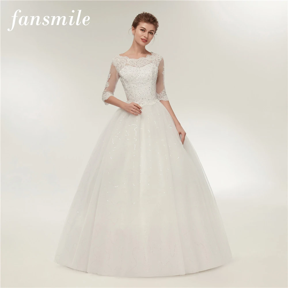 Fansmile Real Photo Vintage Lace Up Trouwjurk Lange Mouw 2020 Maat Plus Size Bruidsjurken Gratis FSM-129F Fansmile Real Photo Vintage Lace Up Trouwjurk Lange Mouw 2020 Maat Plus Size Bruidsjurken Gratis FSM-129F