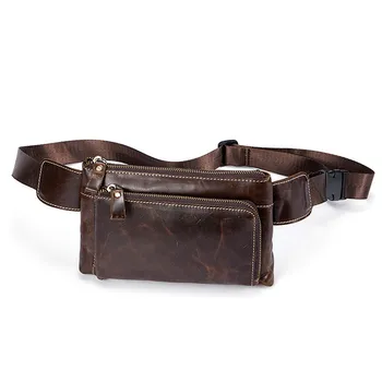 

2018 Brown Designer Real Genuine Leather Waist Packs Men Belt Bag Phone Pouch s Travel Male Small
