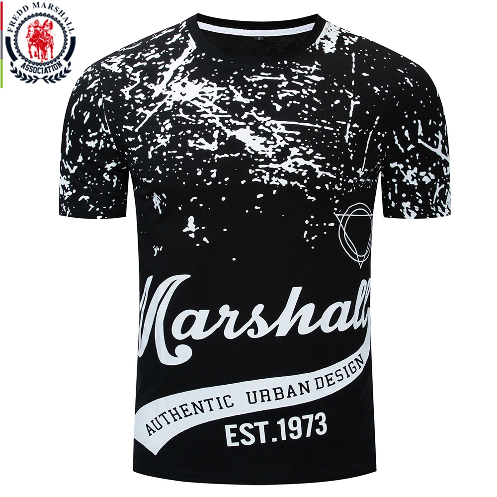 Fredd Marshall 2019 летняя Новинка 10% хлопок Мужская футболка с принтом коротким рукавом и