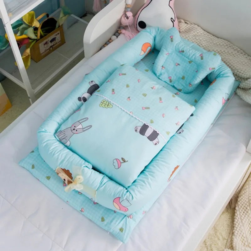 

Newborn Baby Infant 6pcs Crib Bedding set Dream Land 100% Cotton Printed Sheet Duvet Pillow Bumper Cot Sets in Crib