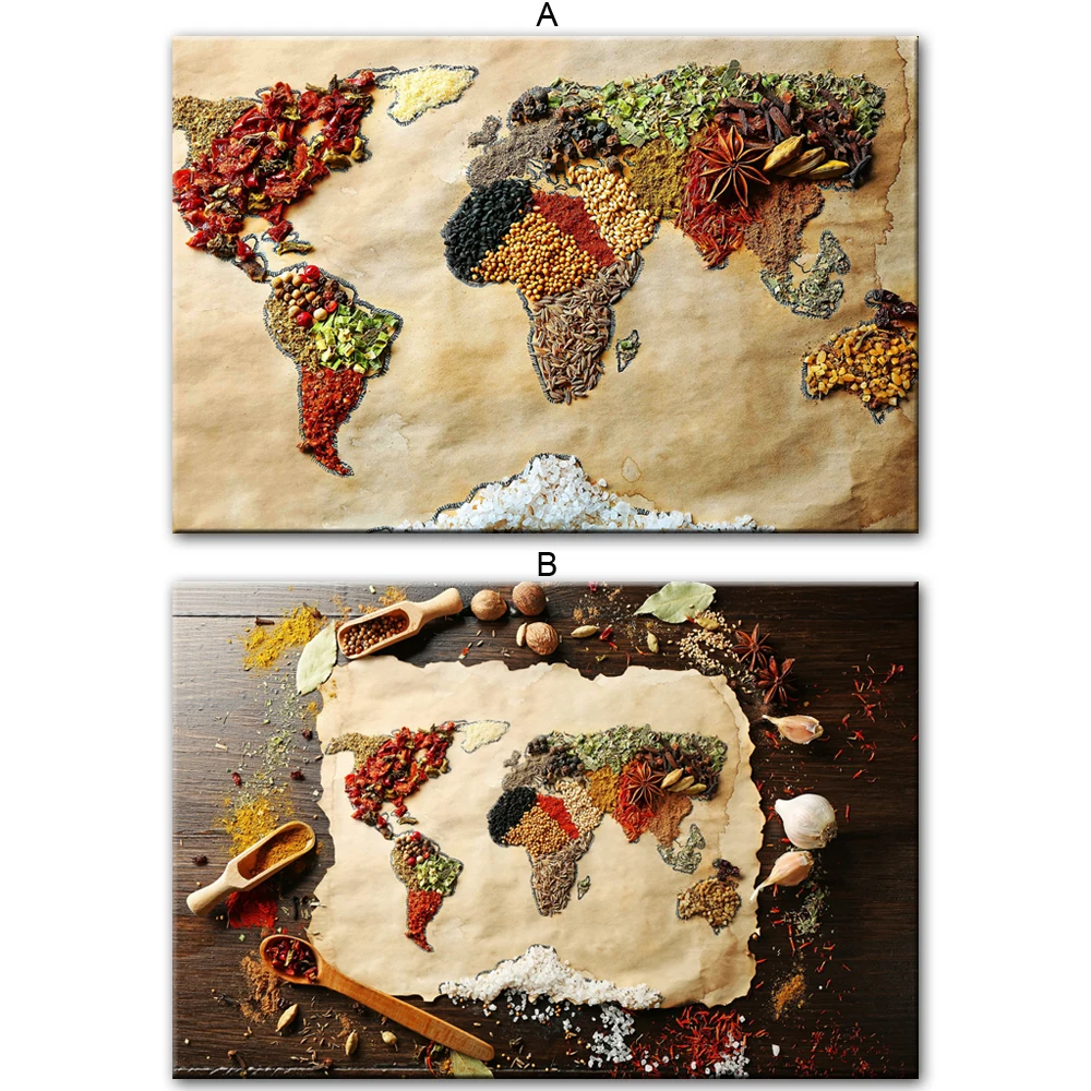 Карта мира настенные плакаты домашний декор зернистая карта холст художественные настенные картины Современная Карта картины для кухни комнаты Куадрос Декор