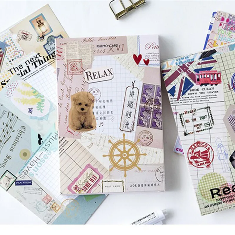 

MO.Card classical picture time postcard greeting card Letter paper bookmark 1 lot = 1 pack = 30 pcs