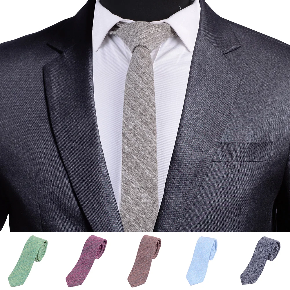

GUSLESON Solid Cotton Slim Tie Fashion New 6 cm Ties For Men Wedding Necktie Skinny Striped Corbatas party Gravatas Neck Tie