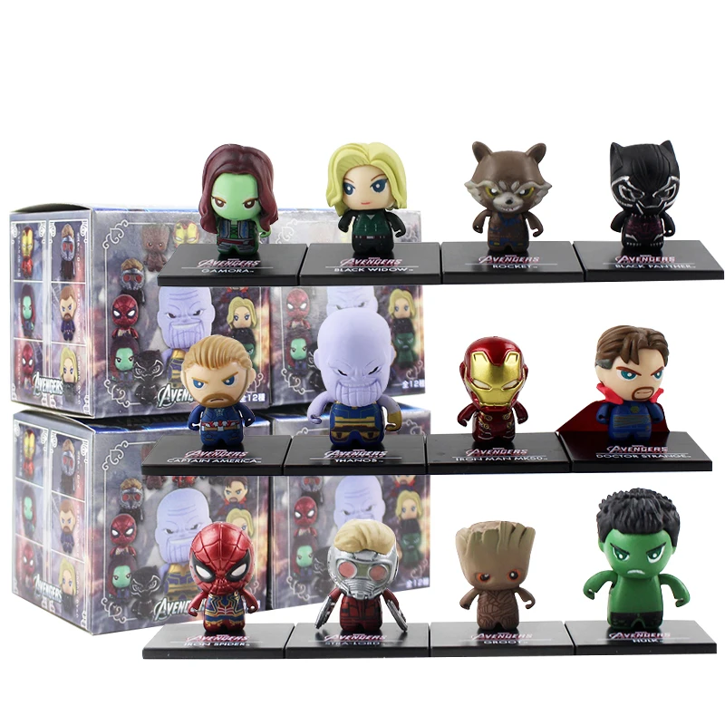

12pcs/lot Infinity War Avengers Figures Thanos Iron Man Thor Hulk Captain Star Lord Spiderman Black Panther Widow Model Toys