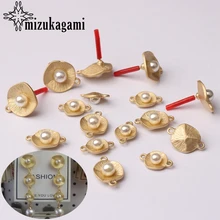 Золотой Металл имитация жемчуга лист лотоса круглое основание серьги разъем 15 мм 6 шт./лот для DIY Изготовление сережек ювелирные изделия аксессуары