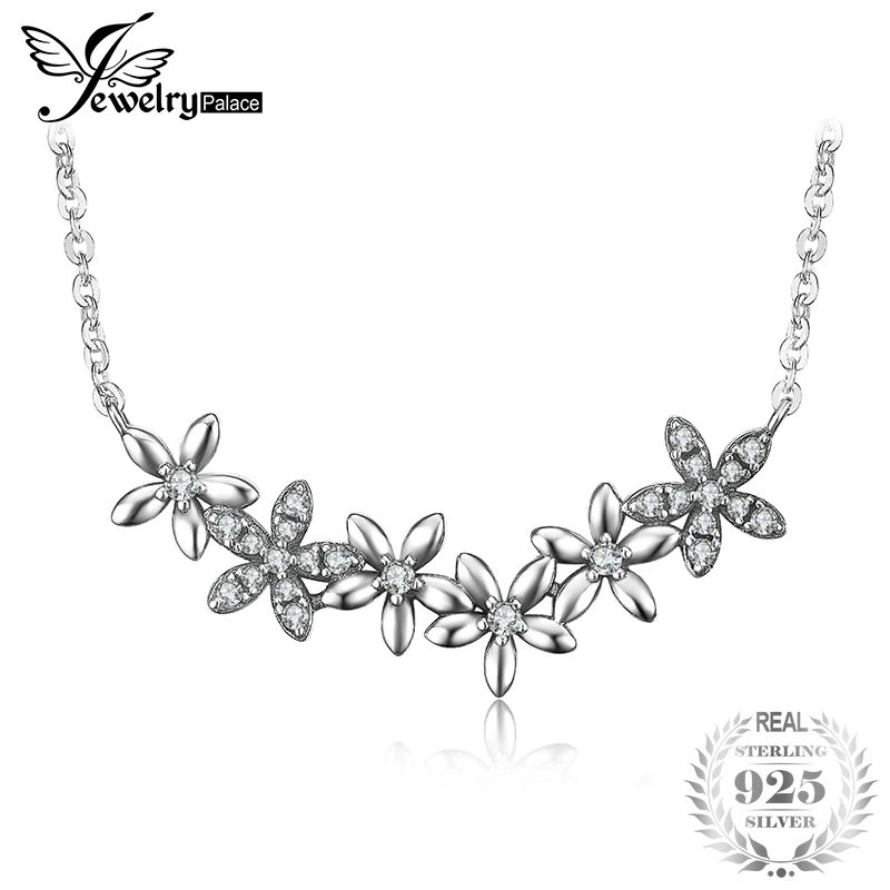 

JewelryPalace Vintage Flowers Cluster Cubic Zirconia Pendant Necklace With 18 Inches Chain 925 Sterling Silver Fashion Jewelry