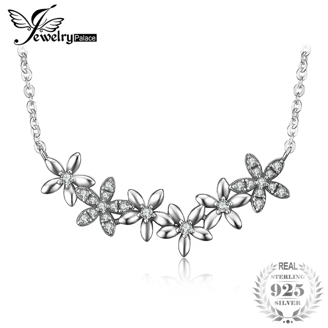JewelryPalace Vintage Flowers Cluster Cubic Zirconia Pendant Necklace With 18 In JewelryPalace Vintage Flowers Cluster Cubic Zirconia Pendant Necklace With 18 In