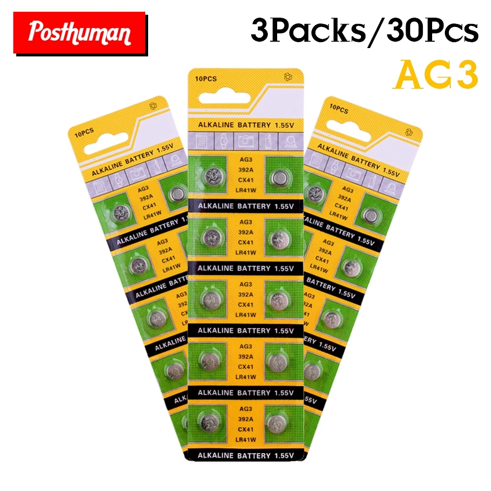 

30x AG3 Long Lasting 1.55v Coin Cell Toy Electronic Scale Watch Battery 192 384 392 392A LR41 L736 LR736 SR41 SR41SW Button