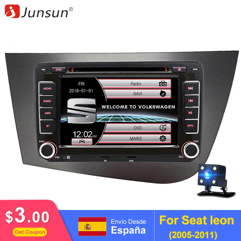 

Junsun 2 Din 7" Car DVD Radio Multimedia Player For Seat Leon 2 2005 2006 2007-2011 VW Skoda GPS Navigation car audio stereo