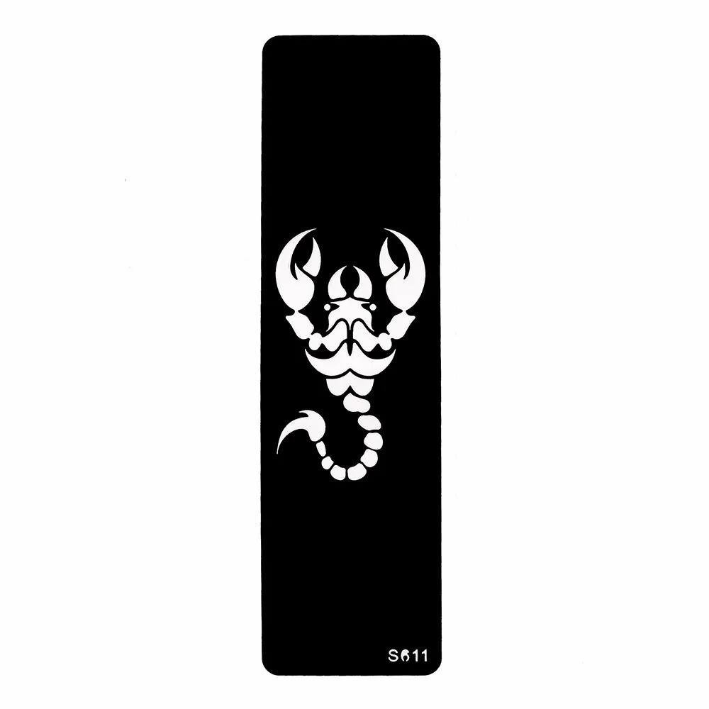 6 Pieces Strip Henna Tattoo Stencil Airbrush Drawing Scorpion Spider Pattern for Women Men Body Art Tattoo Template Cool S600#02 (1 (2)