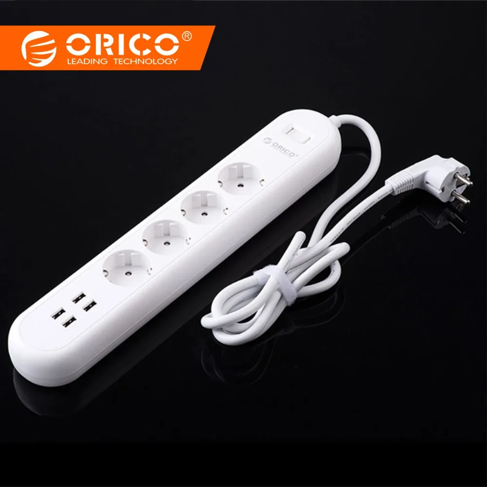 Pаспродажа ORICO Smart USB мощность розеток ЕС Plug перегрузки переключатель стабилизатор напряжения 4 выход с USB зарядное устройство 4 Ports 1.5M мощность шнур