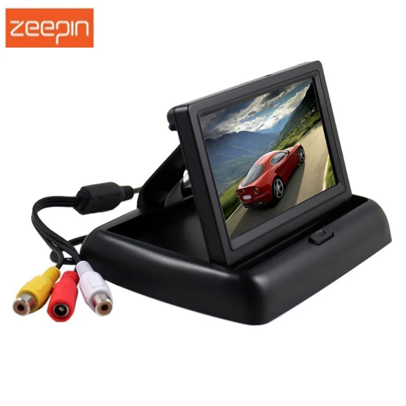 

Zeepin Foldable Car Monitor 4.3 Inch Anti-Glare Color LCD TFT Display Rear View Monitor Display Screen on Windshield Dashboard