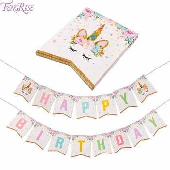 

FENGRISE Unicorn Party Decoration Happy Birthday Banner Kids Favors Baby Shower Balloons Cake Topper Unicorn Birthday Supplies
