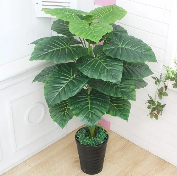 Szvvi 100cm Glued Silk Artificial Large Alocasia Tree Plants Home Szvvi 100cm Glued Silk Artificial Large Alocasia Tree Plants Home Garden Decorative Fake Evergreen