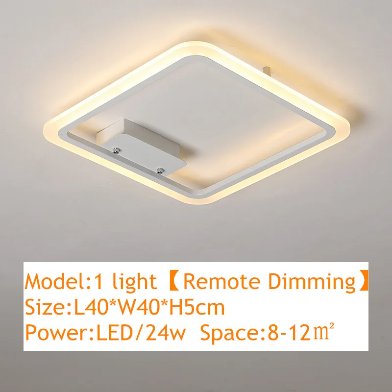 1light-Remotedimming Современный потолочный светильник, светодиодный светильник для гостиной, спальни, кабинета, белого цвета, монтируемый на поверхность, потолочный светильник, декоративный AC220-240V - Цвет корпуса: 1light-Remotedimming