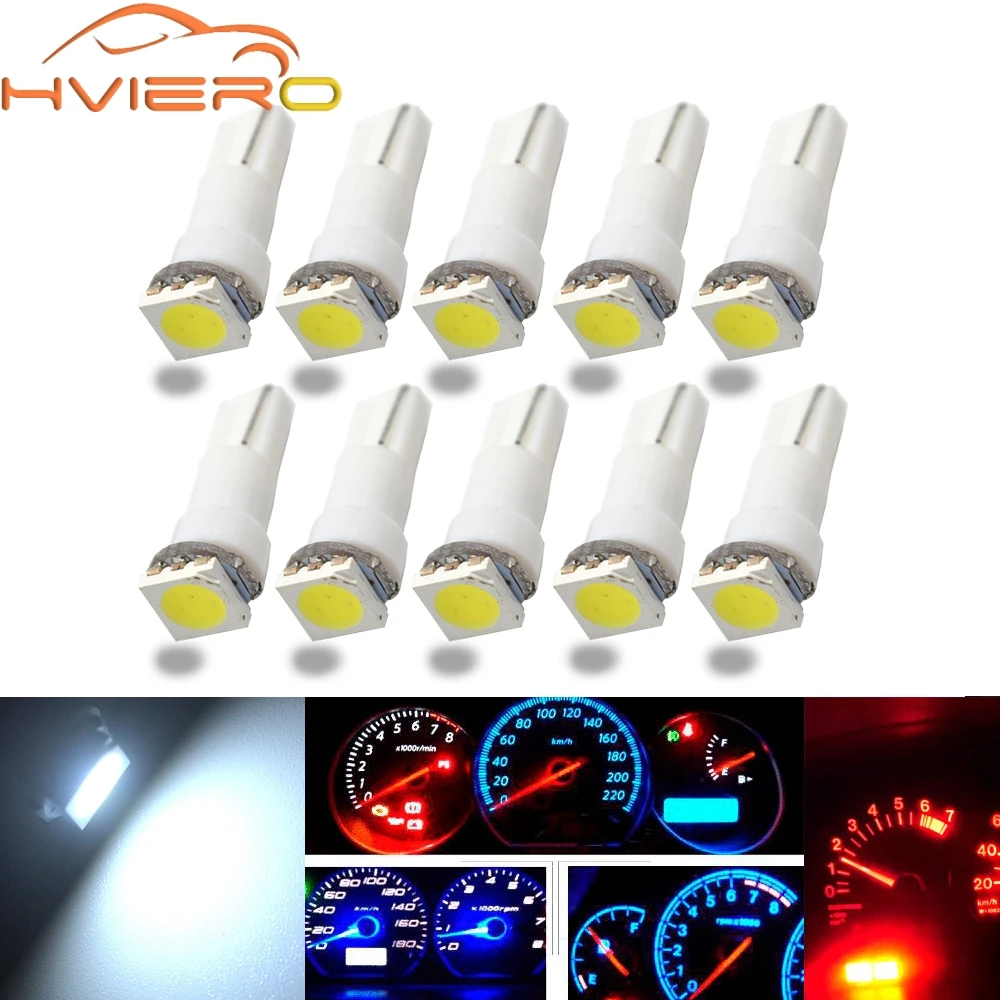 

20pcs 58 70 73 74 T5 Dashboard Gauge 1 5050 SMD LED Wedge Bulb 1SMD Light High Quality White Red Blue Green Yellow Pink
