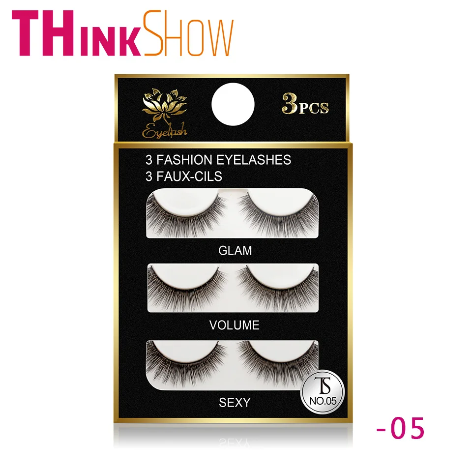 3 Pairs/Tray Handmade Soft Strip Eye Lashes,Natural Silk Volume False Eyelash Extension,Korean