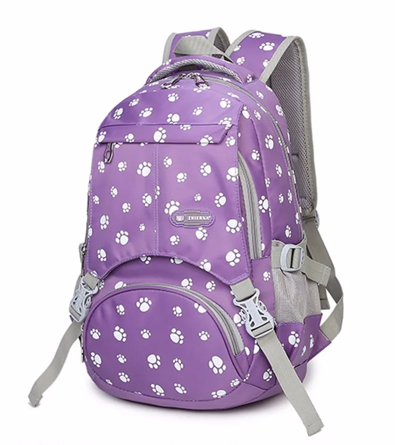 Большие вместительные школьные сумки для девочек-подростков, женская сумка для колледжа, Студенческая дорожная сумка, рюкзак с принтом в виде лап, mochilas