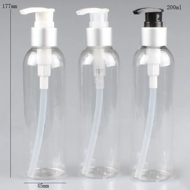 Download 24 x 200ml High Quality Clear Transparent Shampoo and Shower Gel PET Lotion Pump Bottle with ...