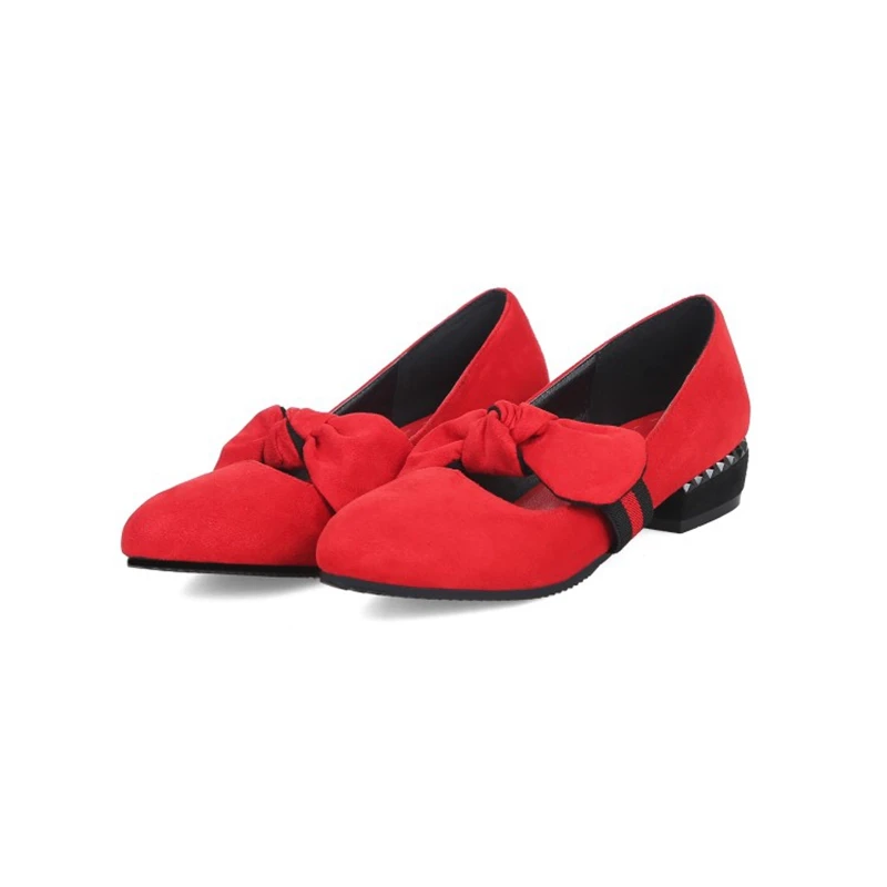 BLXQPYT/большие и маленькие размеры 28-50, простая модная обувь 4 цвета, новые демисезонные туфли-лодочки женская обувь квадратный носок 8-2 - Цвет: RED