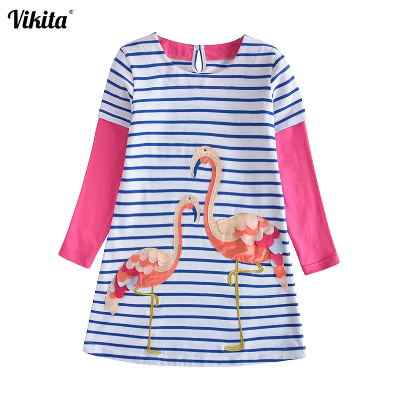 Girls Dress Fall Autumn Flamingo Costume for Kids Clothing 2018