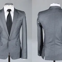 На заказ, серые смокинги для жениха из 2 предметов, мужские свадебные костюмы для выпускного вечера, мужской костюм Блейзер, masculino(куртка+ штаны