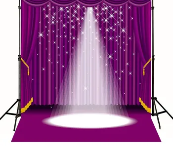 

Purple Lighting Stage Curtain Star Photography Backgrounds Vinyl cloth High quality Computer printed custom backdrops