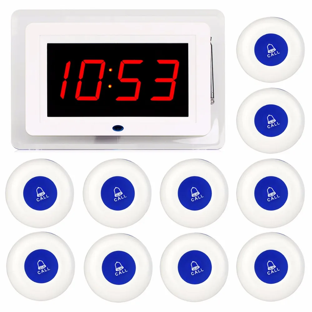 

Waiter Call Pager System Wireless Pagers 433MHz Restaurant Cafe Guest Paging Calling System With Waterproof Call Button F3256L