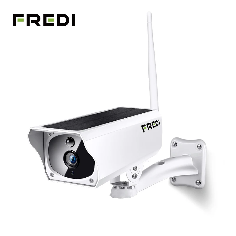 Goedkoop FREDI 1080 p Solar Opladen Draadloze IP Camera WiFi Waterdichte Beveiliging Bullet Camera IR Nachtzicht CCTV Surveillance Camera