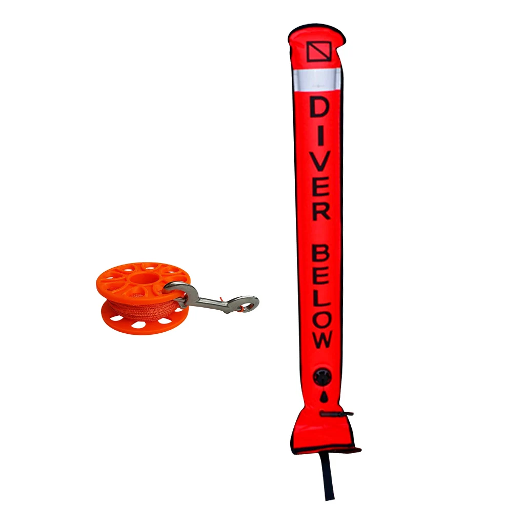 Nylon TPU Scuba Diving Diver Below Safety SMB Surface Marker Buoy & Dive Reel 18m Line Diving Buoy 