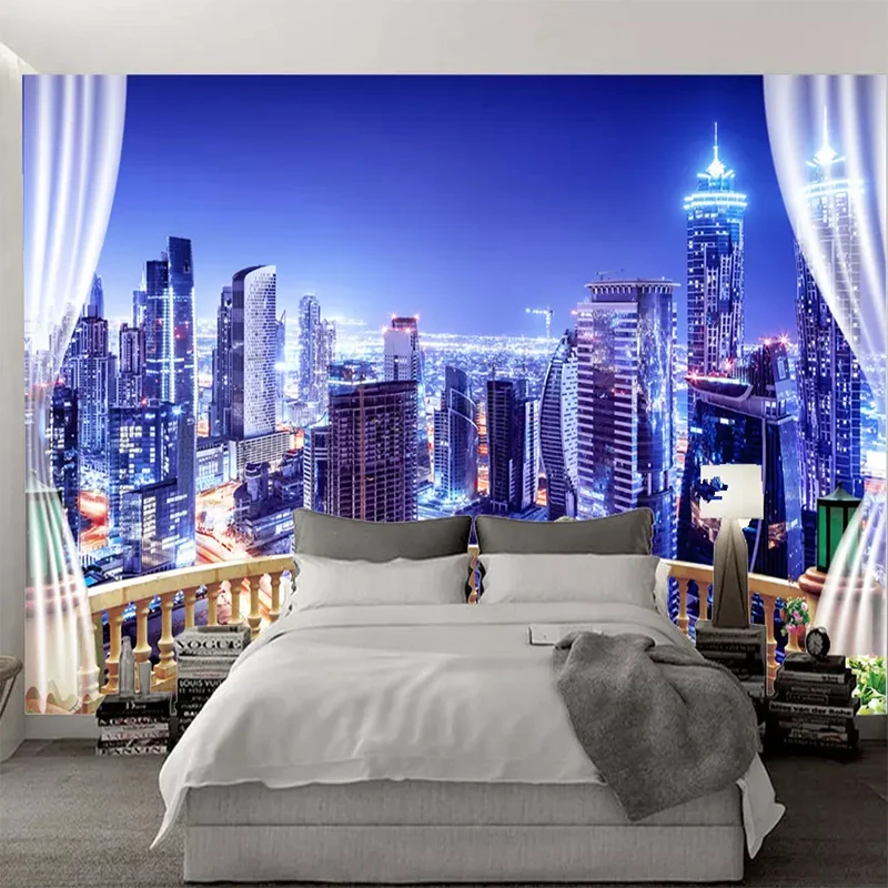 Пользовательские фото росписи обоев 3D New York City Night фреска гостиной диван телевизор фоне стены рулон бумаги- тканые покрытия стен