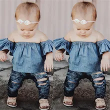 Повседневная рубашка для детей от 0 до 4 лет, джинсовые топы, рубашка, блузка, одежда, футболки, одежда для малышей, детские блузки с оборками для маленьких девочек, топы
