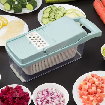 

Manual Vegetable Fruit Presser Chopper Slicer Mandoline Cutter 3 Dicing Blades Potato Garlic Peeler Grater Dicer Kitchen Tools