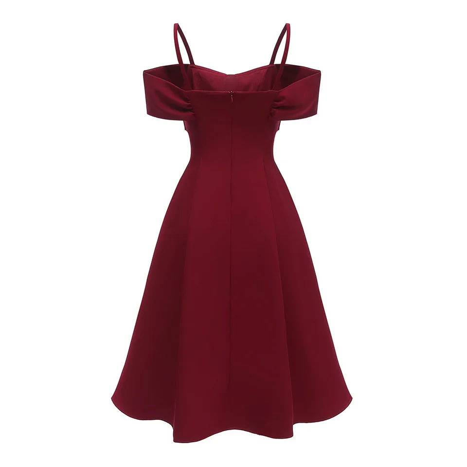 burgundy cocktail dress with sleeves