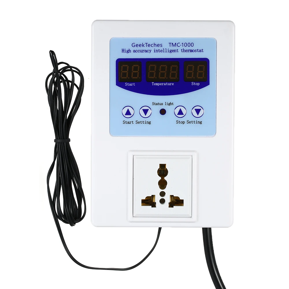 

AC110-240V 10A LED Intelligent Pre Wired Temperature Controller Thermostat Heating Cooling Control Switch with Sensor TMC-1000