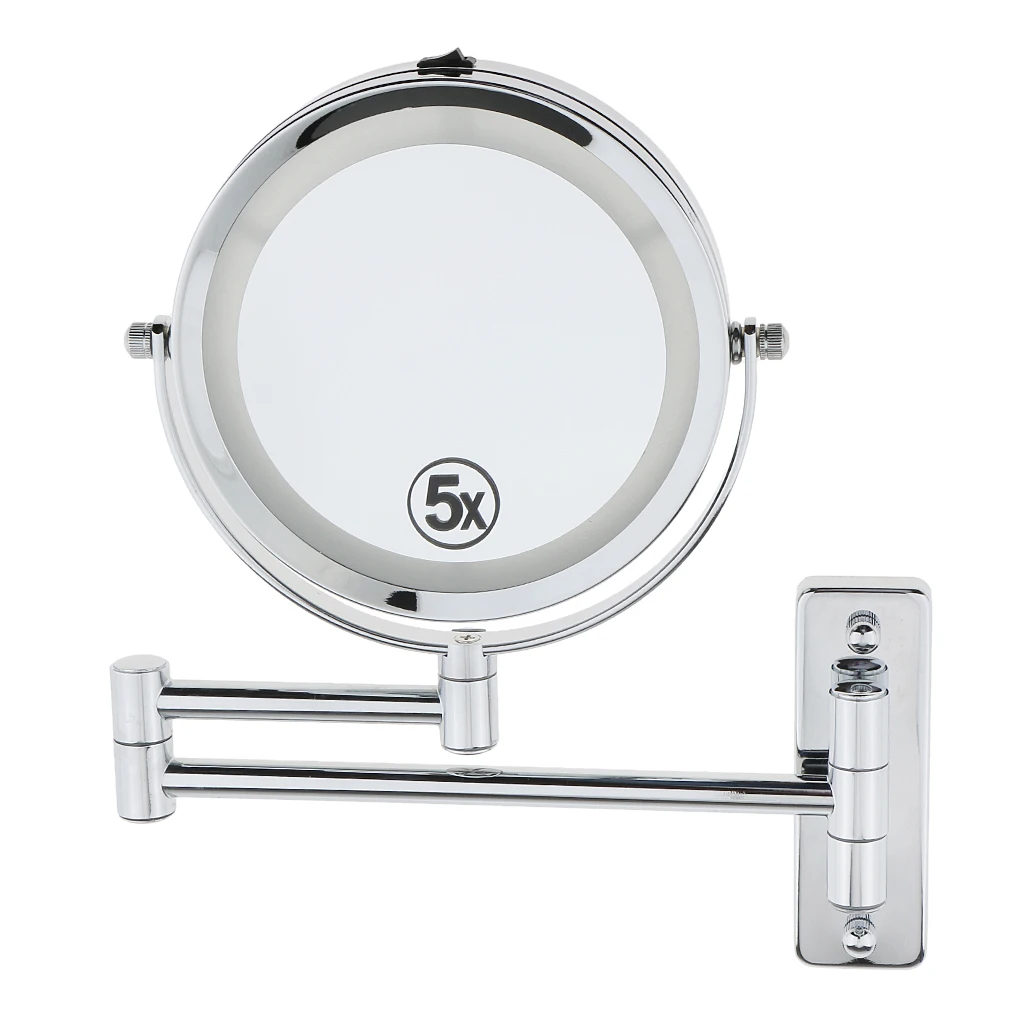 

Beauty Two-Sided Swivel Wall Mount Mirror with Extendable Arm 7x Magnification Bathroom Shaving Makeup Cosmetic Face Care