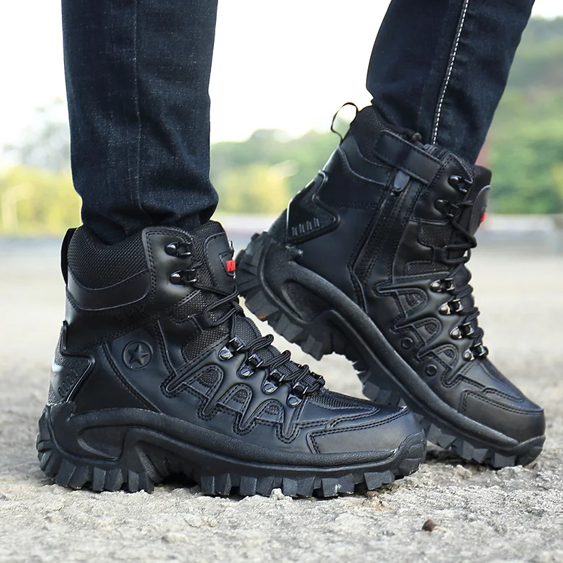 

2019 Spring Combat Boots Men Suede Desert Boots Men Tactical Combat Boots Delta High Quality Mens Work Shoes HH-021