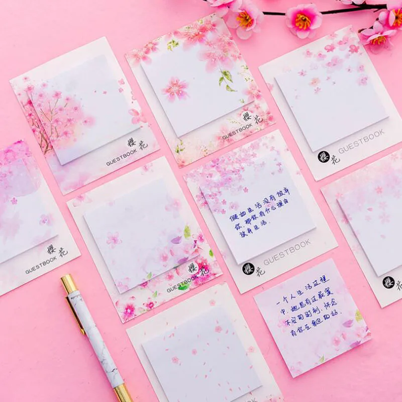 Kawaii memo pad Post его красивая вишня может порвать блокнот Sticky Notes студенческий офис для школьных принадлежностей канцелярские принадлежности корейский