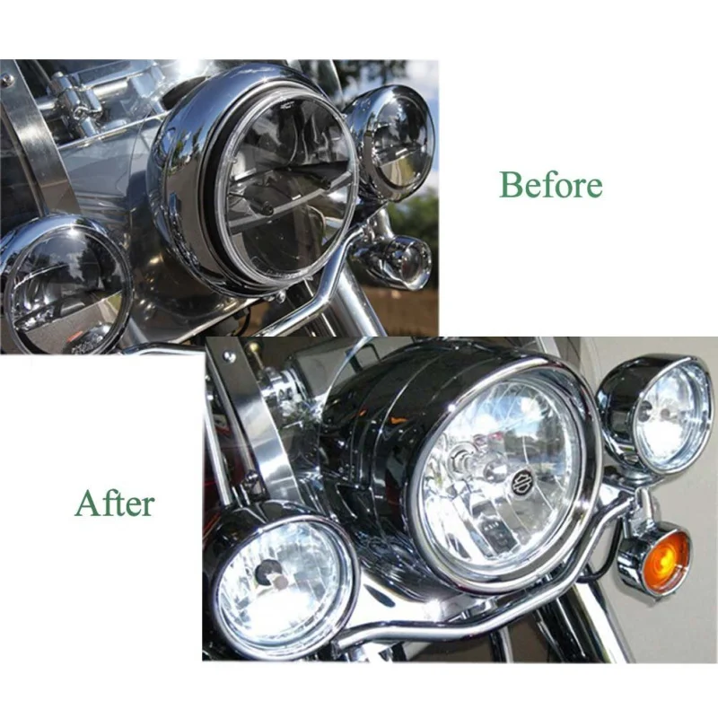 Motorbike Accessories 7 Inch Round LED Headlight Harley Touring Road King Electra Glide Forward Driving Headlamp Visor Trim Ring (5)