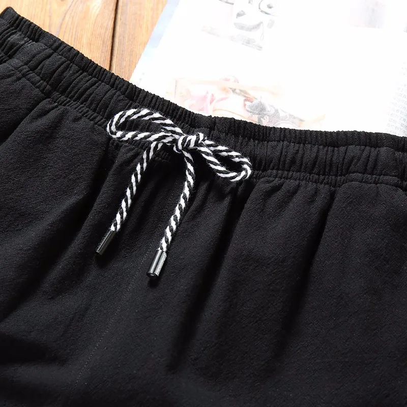 New Arrived Solid Mens Beach Shorts Knee Length Cotton Jogger Shorts Male Breathable Plus Size Men Pantalones Cortos Hombre 8012